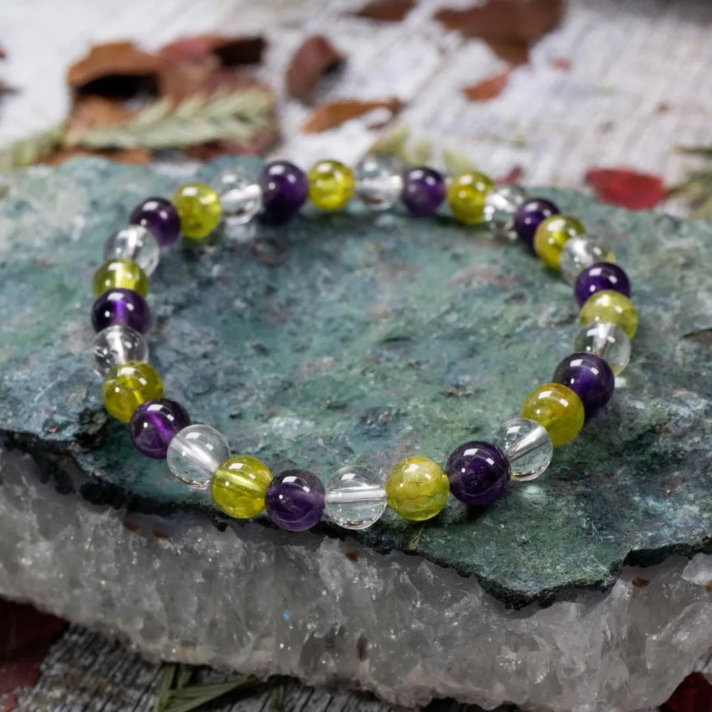 Amethyst, Peridot & Quartz Bracelet
