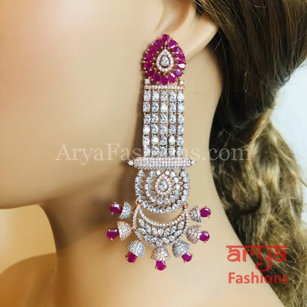 Amisha Rose Gold Victorian Ruby Pink Earrings