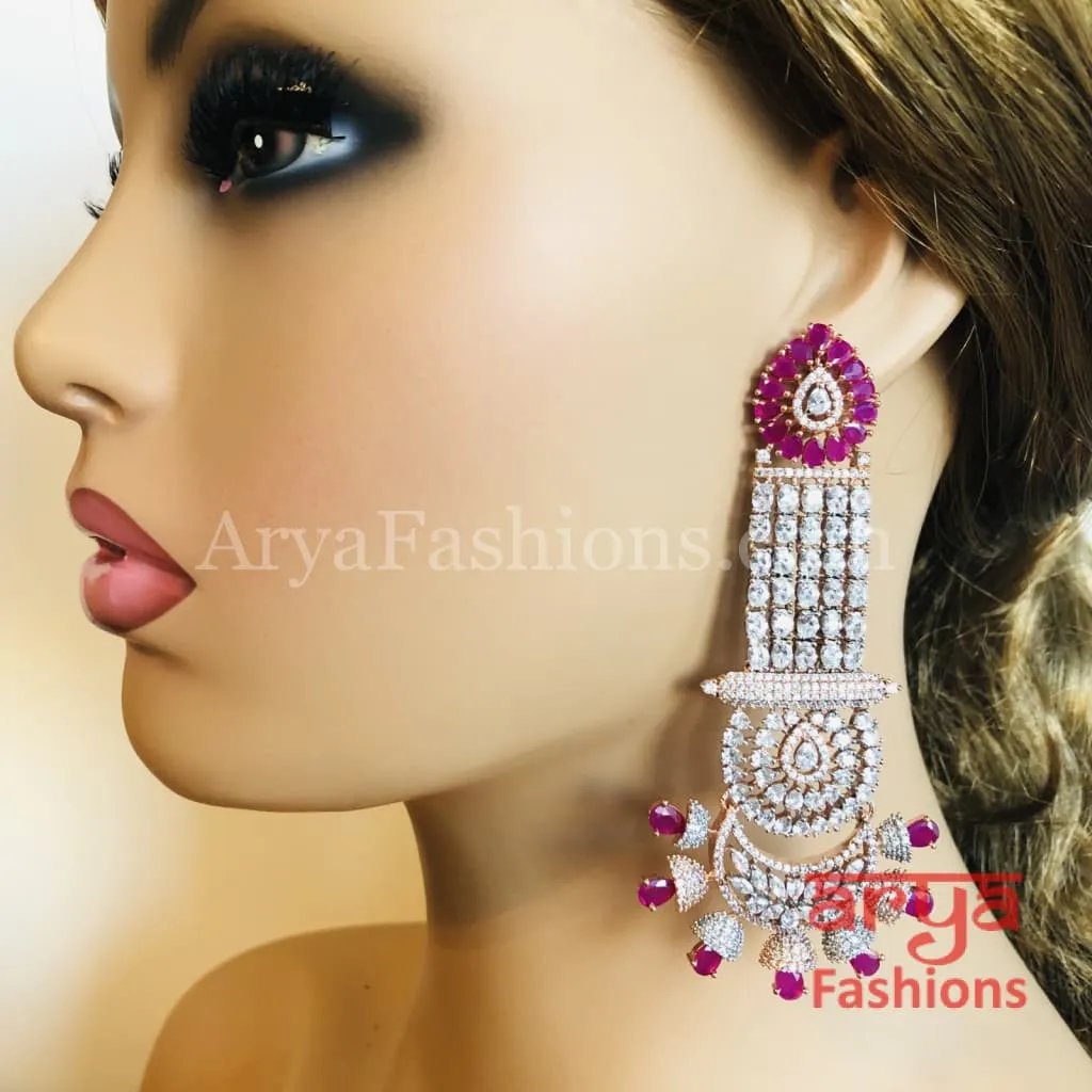 Amisha Rose Gold Victorian Ruby Pink Earrings