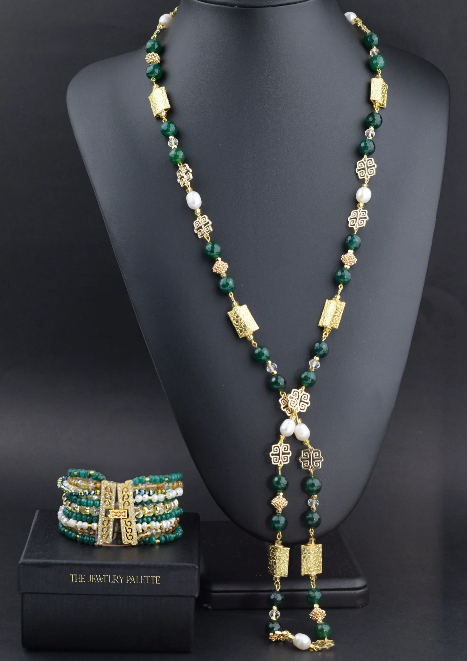 Anahita luxe emerald and citrine multitier bracelet