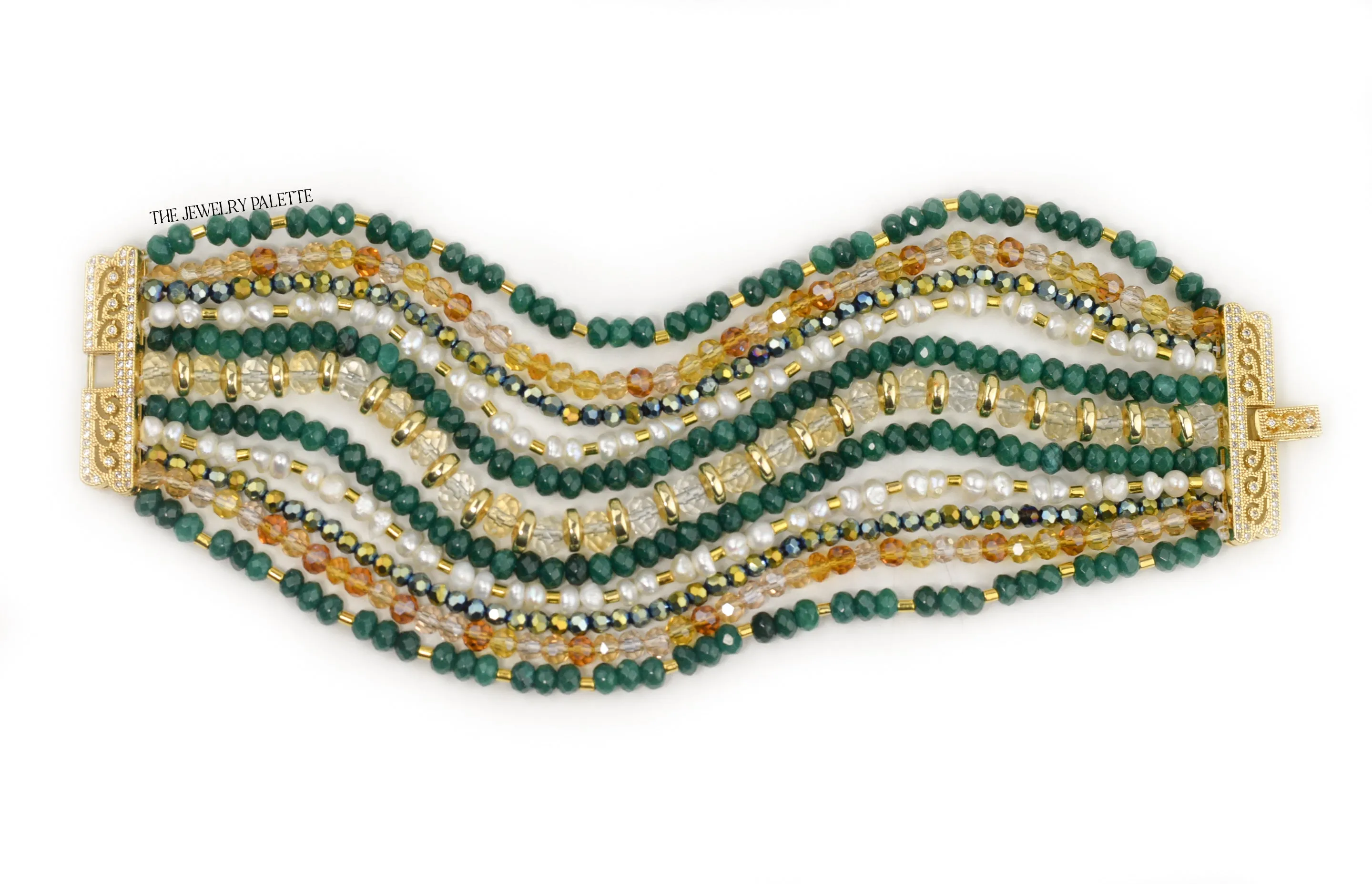Anahita luxe emerald and citrine multitier bracelet