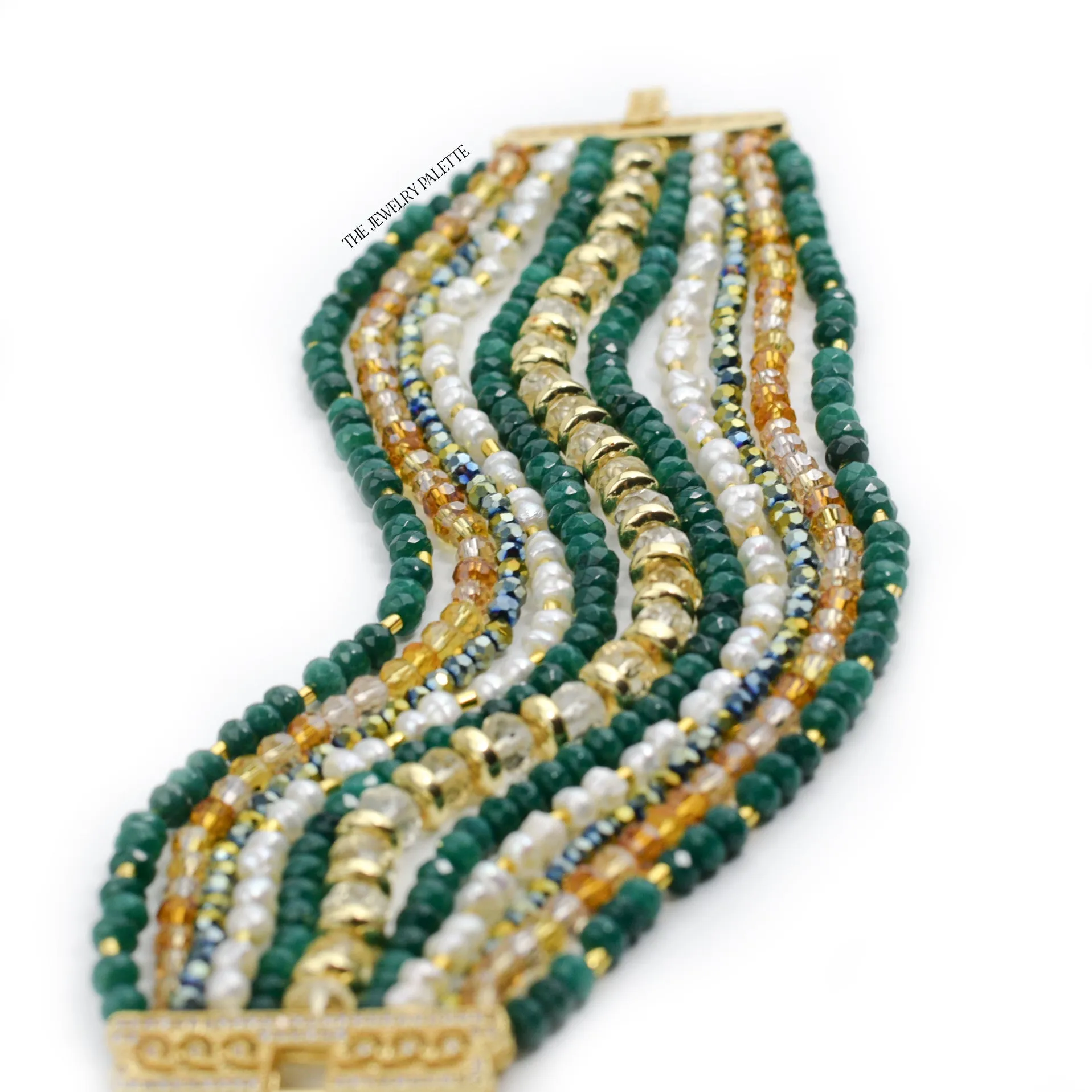Anahita luxe emerald and citrine multitier bracelet