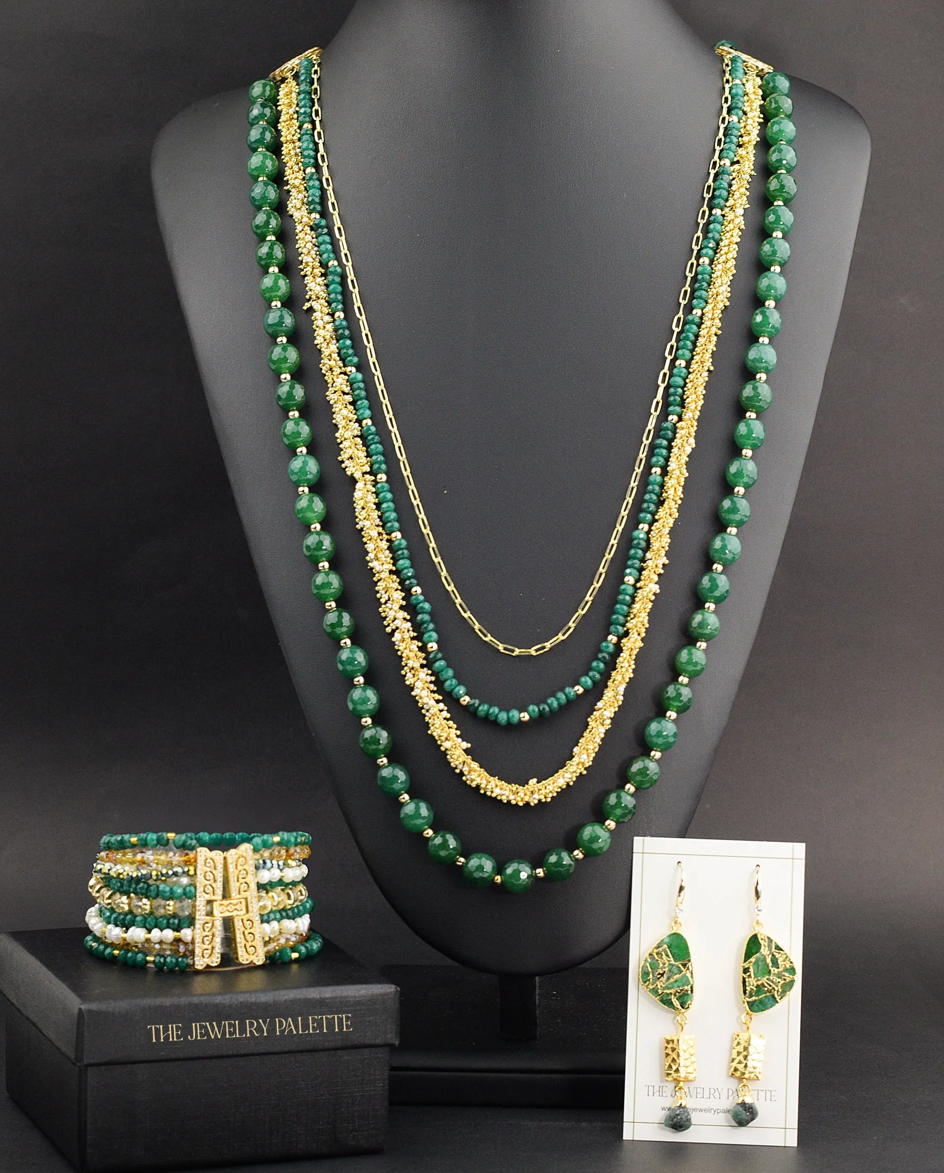 Anahita luxe emerald and citrine multitier bracelet