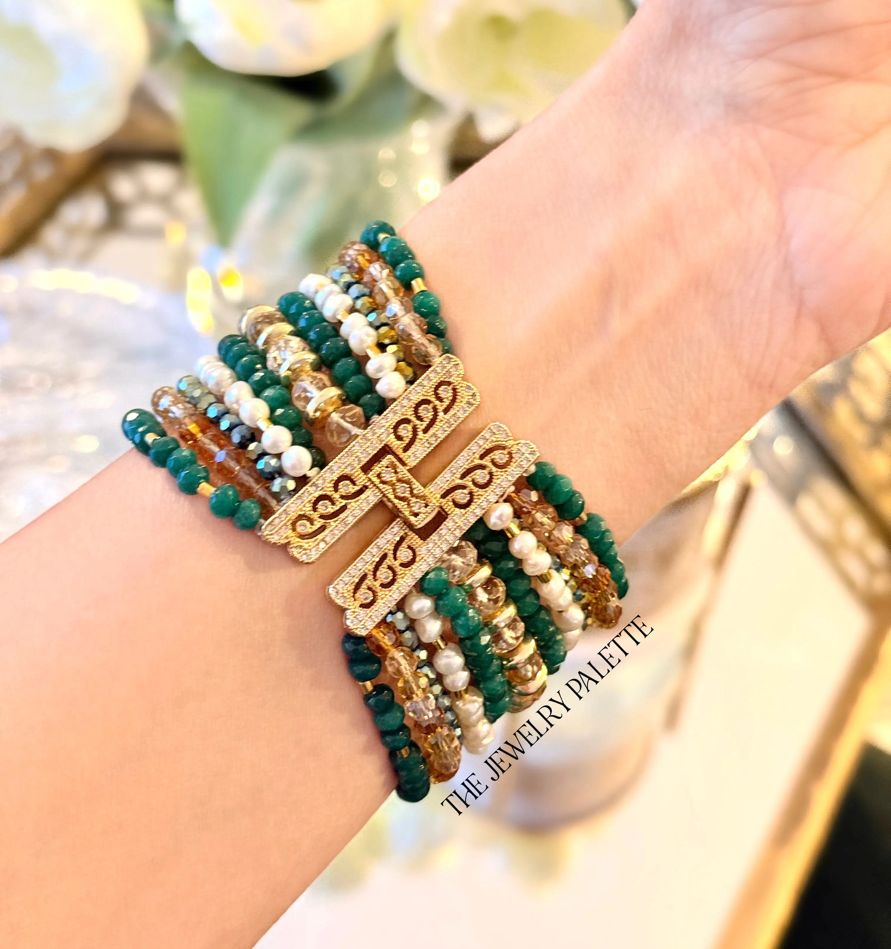 Anahita luxe emerald and citrine multitier bracelet