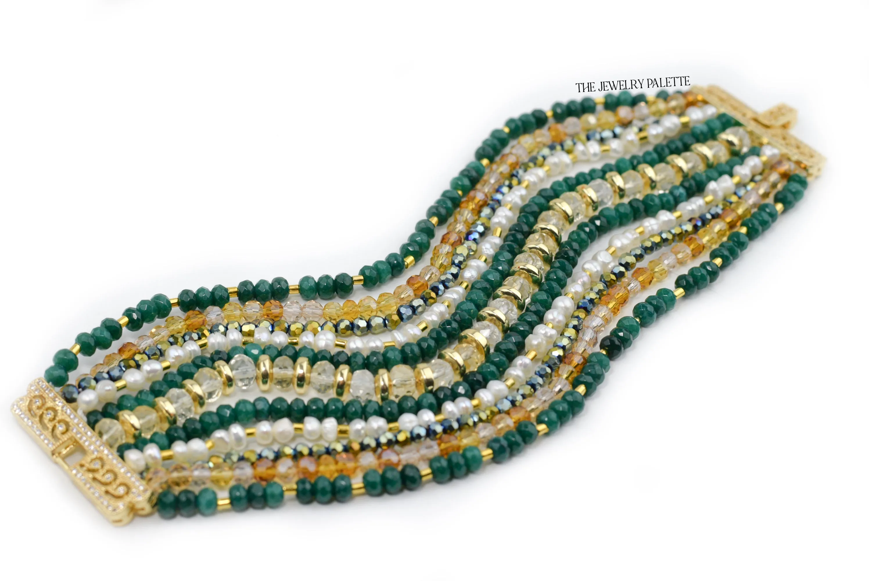 Anahita luxe emerald and citrine multitier bracelet