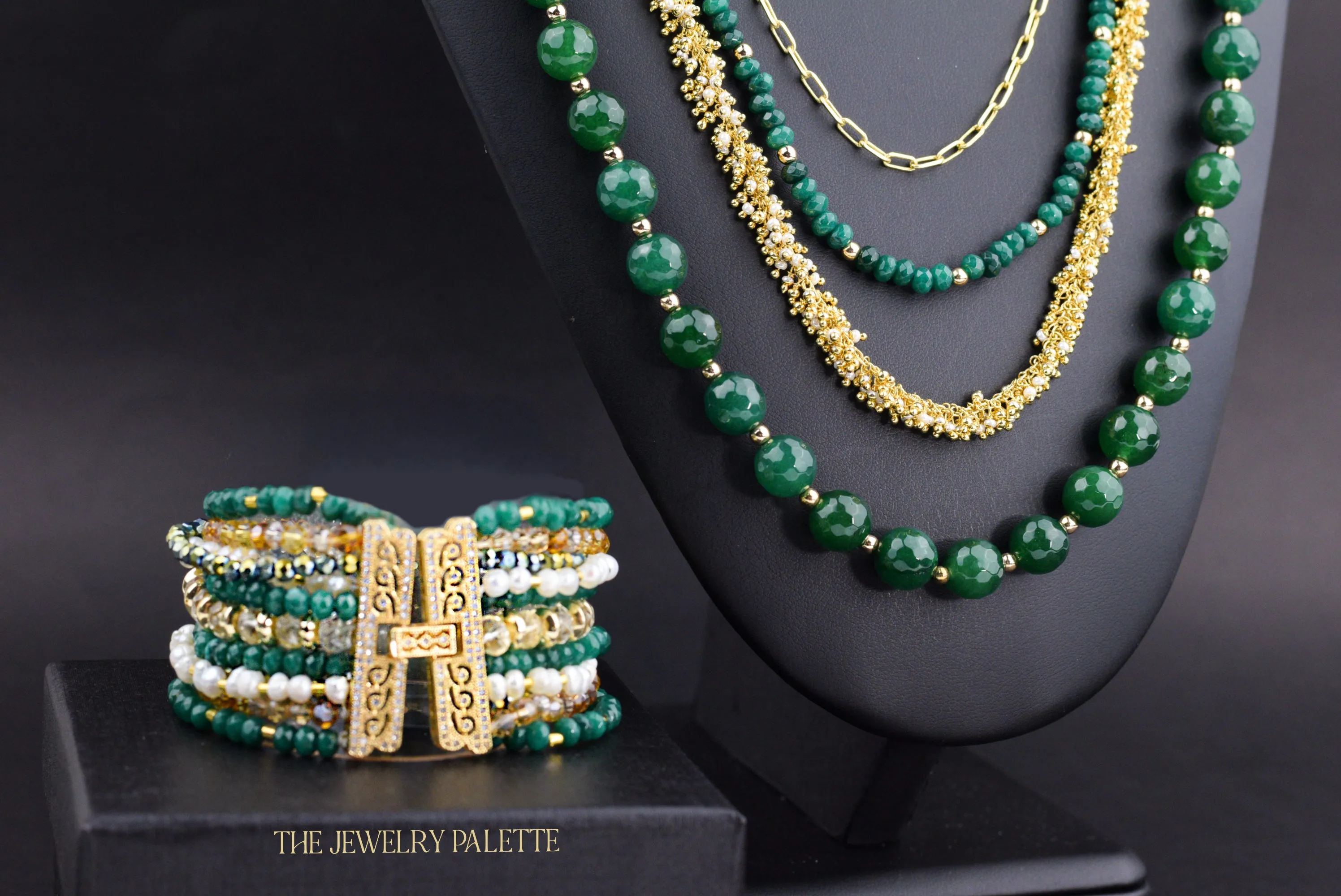 Anahita luxe emerald and citrine multitier bracelet