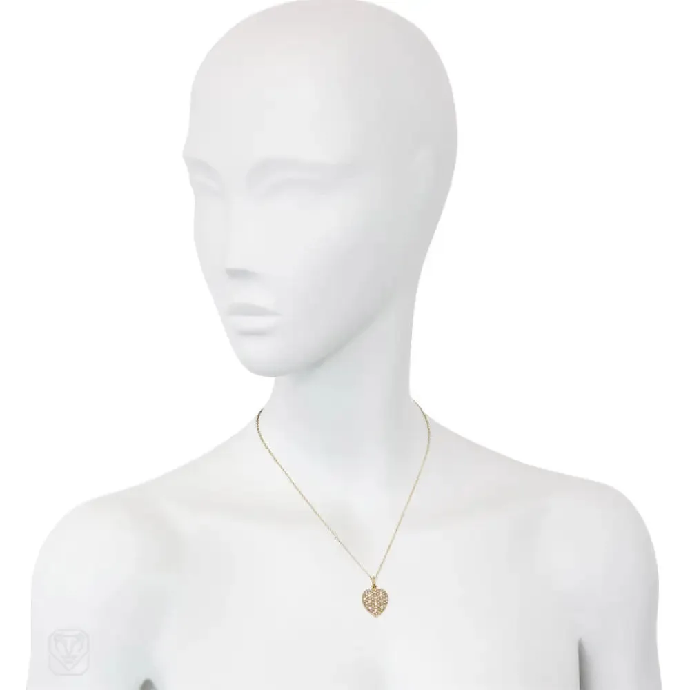 Antique pearl and diamond heart locket