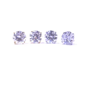 Ashley Gold Sterling Silver Gold Plated Single CZ Stud Earrings