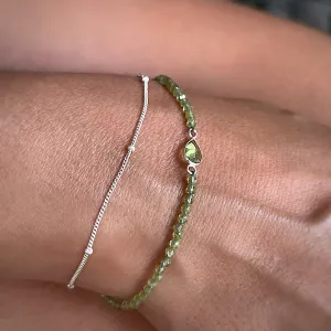 August Birthstone Peridot Bracelet with sterling silver chain