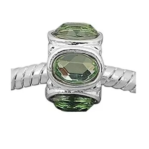 August Peridot Birthstone European Bead Compatible for Most European Snake Chain Charm Bracelet