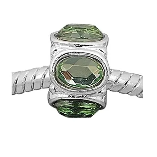 August Peridot Birthstone European Bead Compatible for Most European Snake Chain Charm Bracelet
