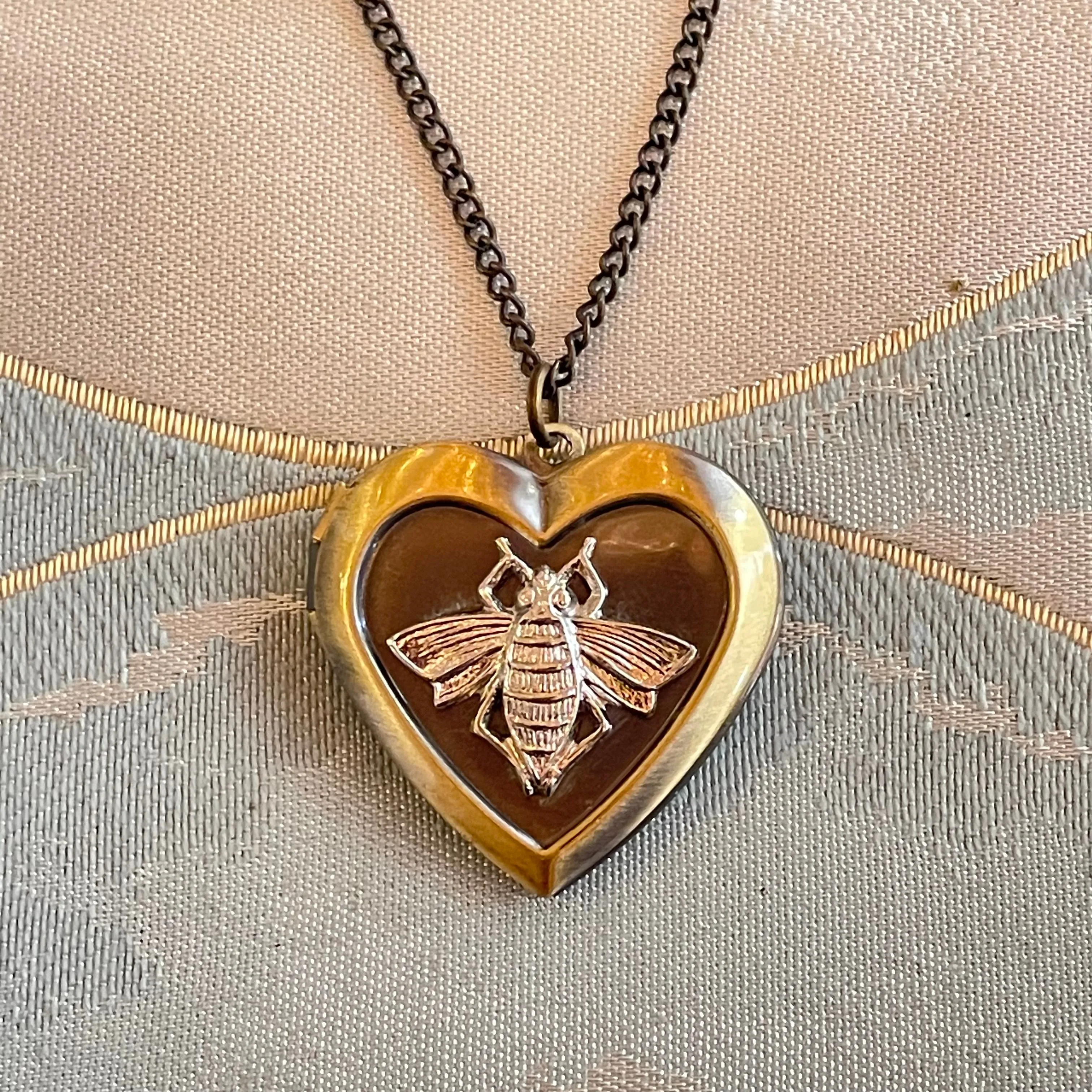 Bee Heart Locket Necklace