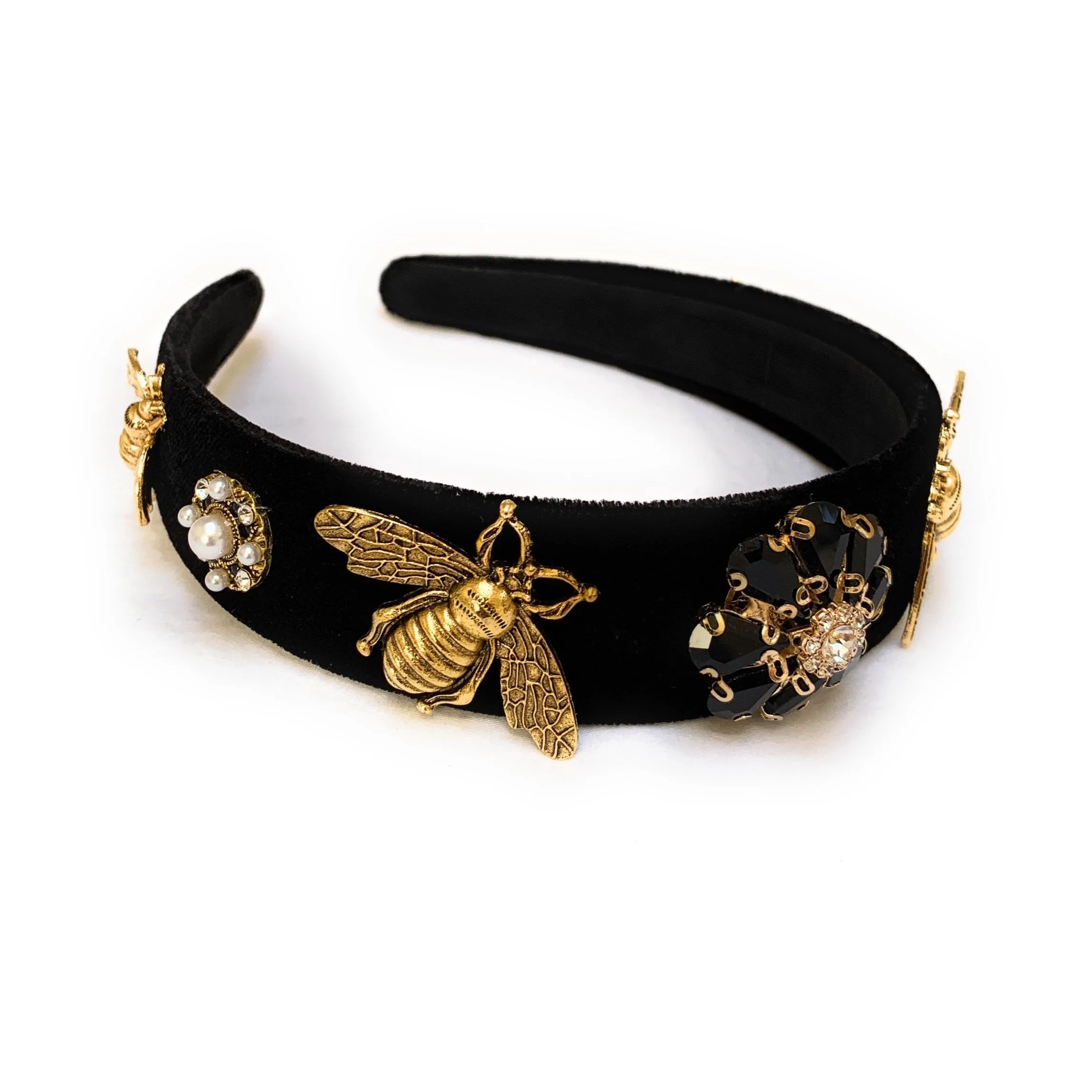 Bee Jeweled Headband (Black)