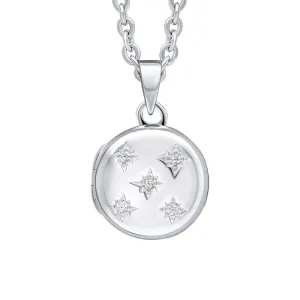 Beginnings Round Locket Pendant with Cubic Zirconia