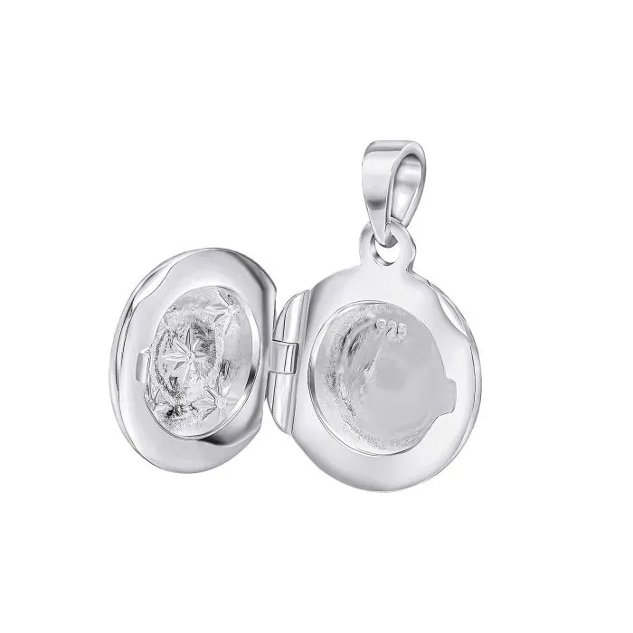 Beginnings Round Locket Pendant with Cubic Zirconia