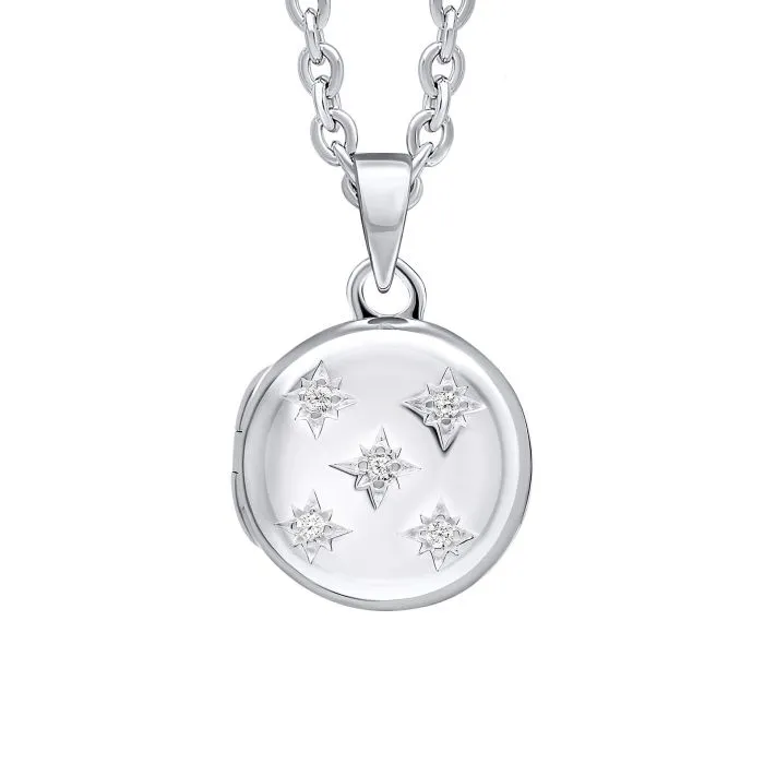 Beginnings Round Locket Pendant with Cubic Zirconia