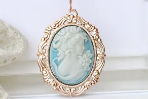 BLUE Cameo Necklace
