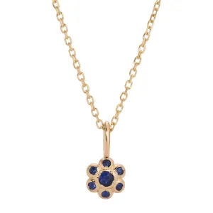 Blue Sapphire Flower Necklace (ready to ship option)*