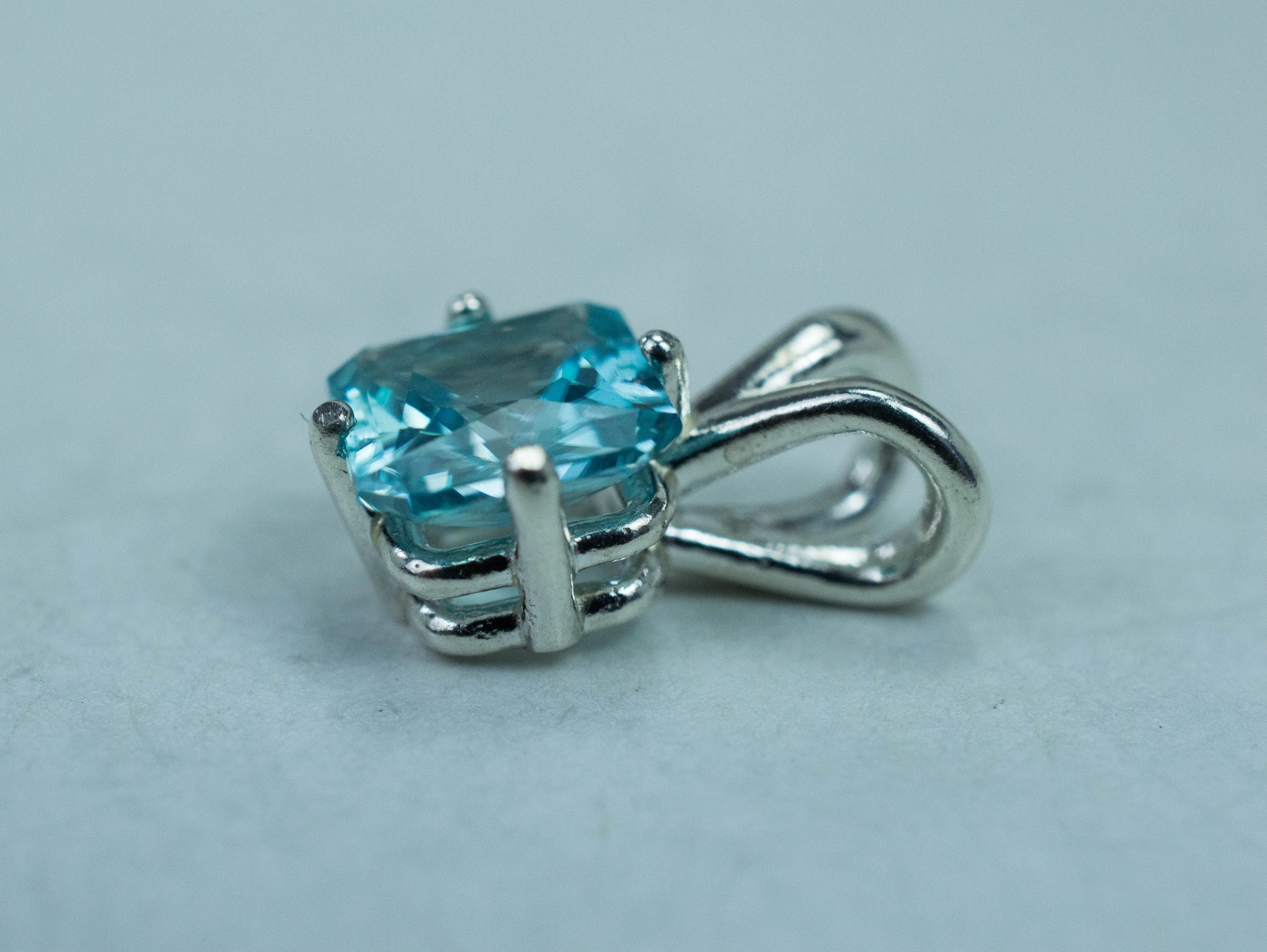 Blue Zircon Pendant, Natural Cambodian Zircon