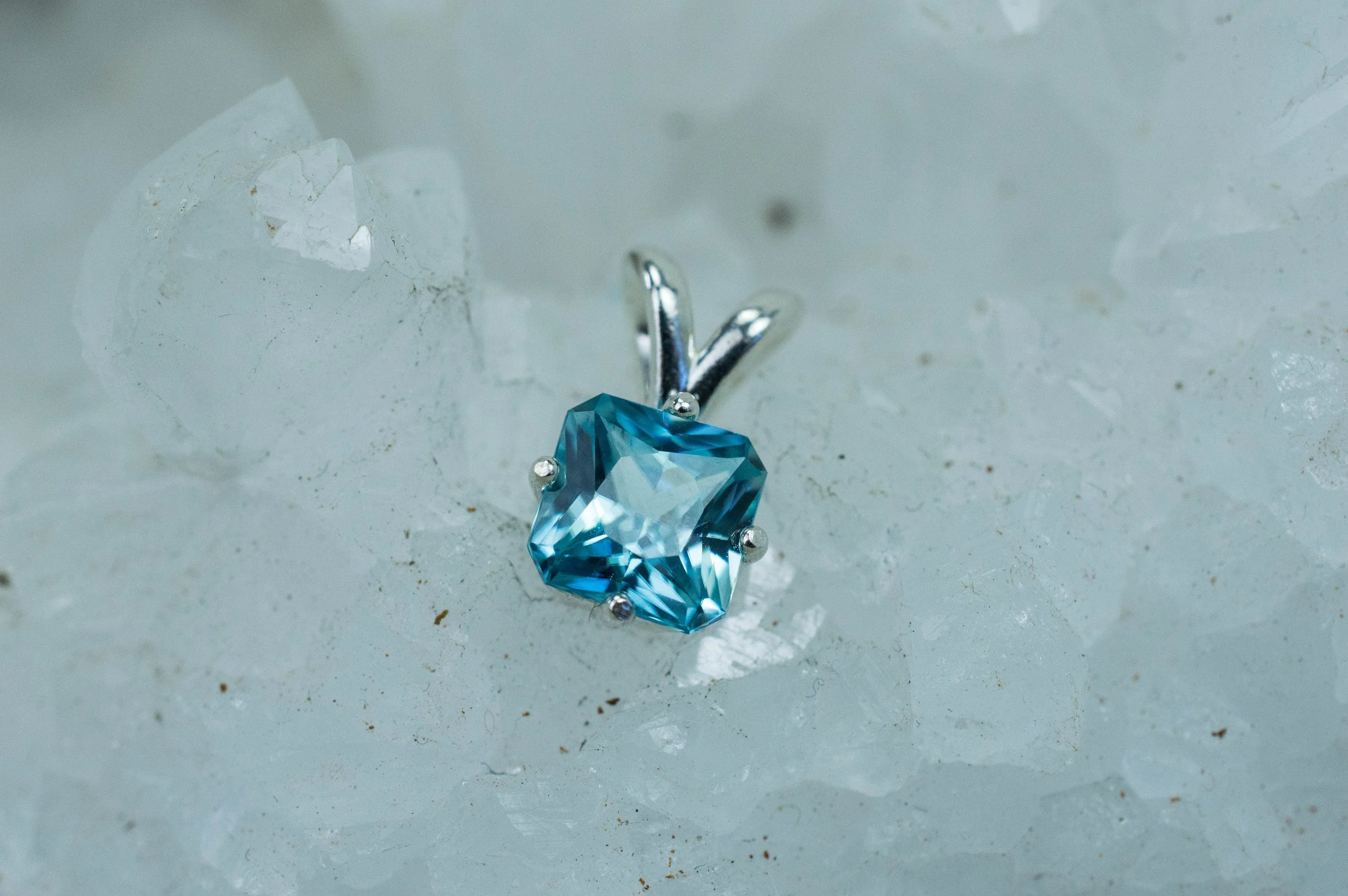 Blue Zircon Pendant, Natural Cambodian Zircon