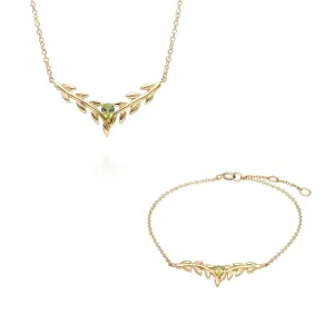 Bracelet et Collier O Leaf Or Jaune 375 Péridot