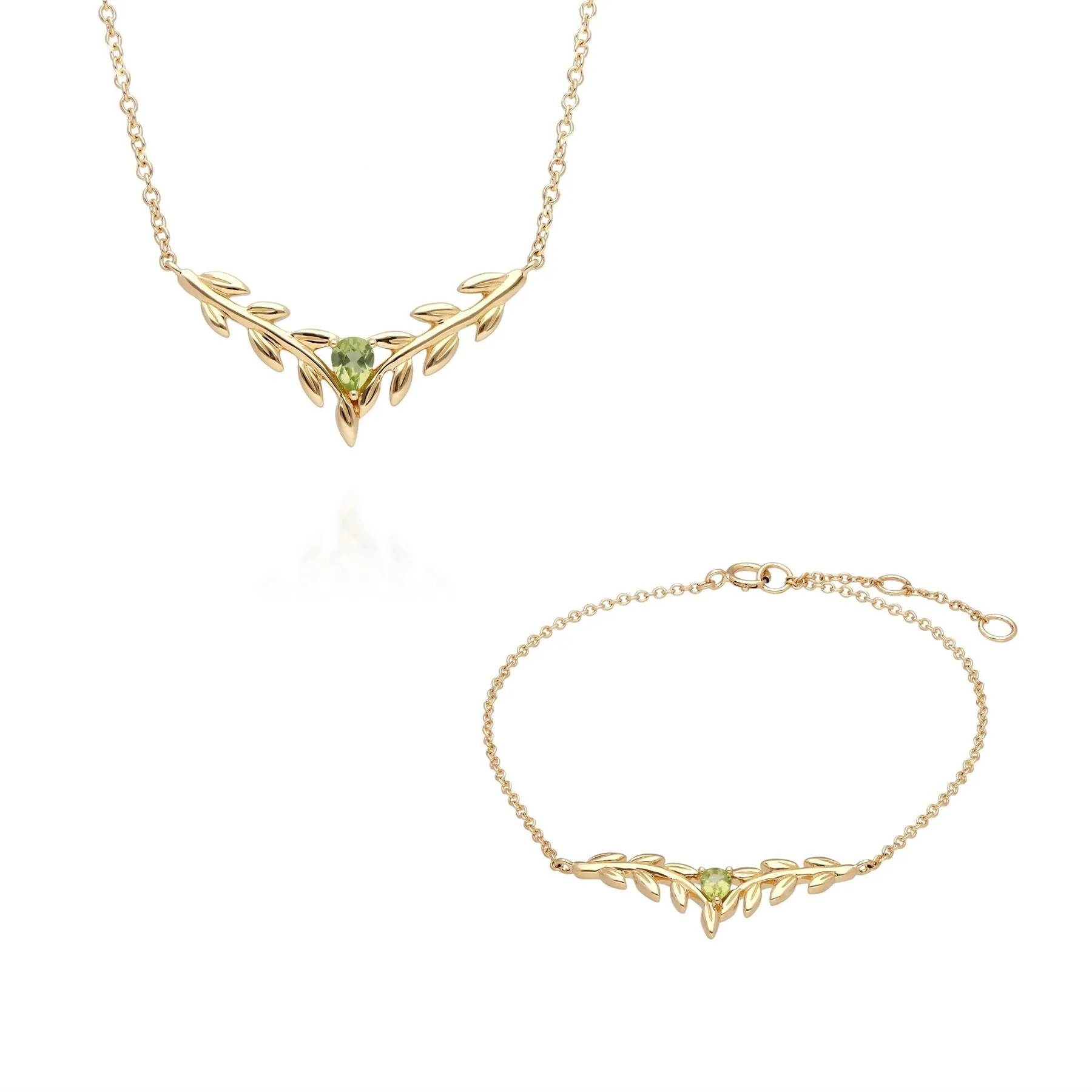 Bracelet et Collier O Leaf Or Jaune 375 Péridot