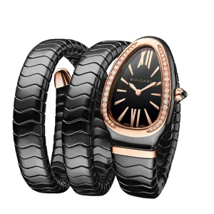 Bulgari Serpenti Spiga Black Ceramic & 18kt Rose Gold  Watch