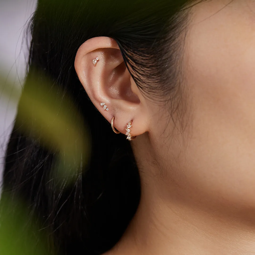 CAMI | Pear and Round White Sapphire Stud Earring