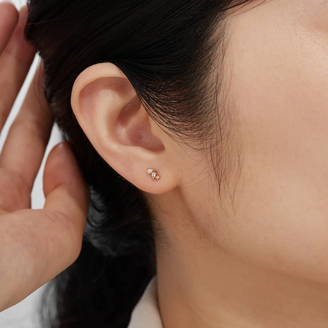 CAMI | Pear and Round White Sapphire Stud Earring