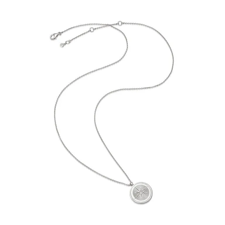 Celestial Compass Locket Necklace - Silver - 42064SNON