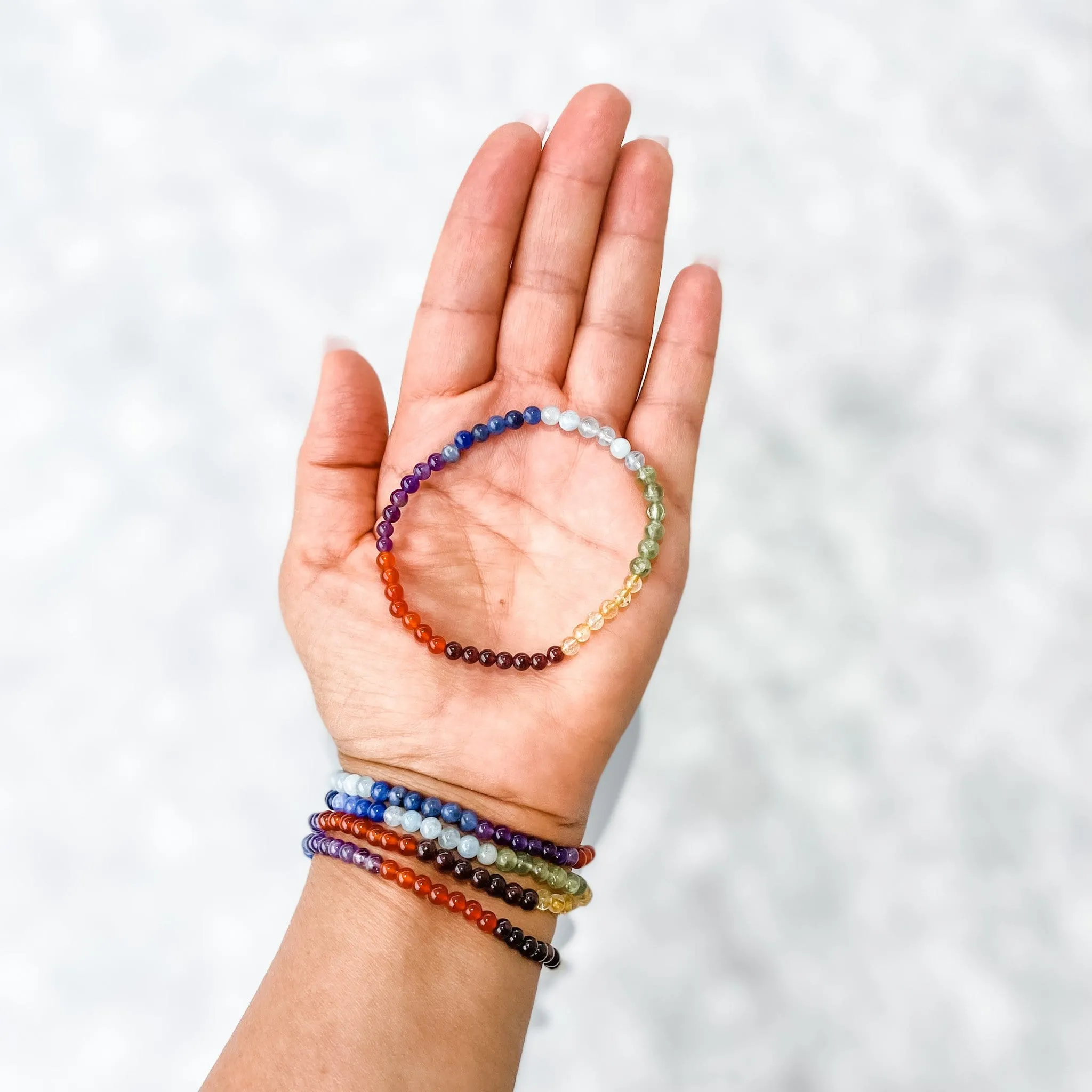 Chakra Multistone 4mm Beaded Stretch Bracelet