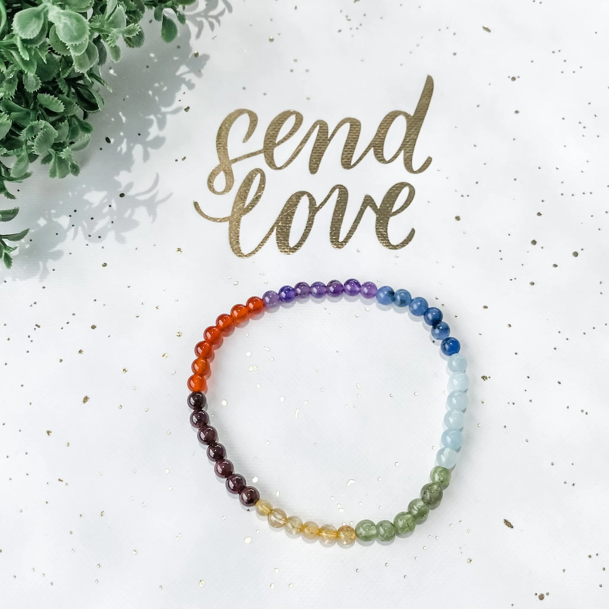 Chakra Multistone 4mm Beaded Stretch Bracelet