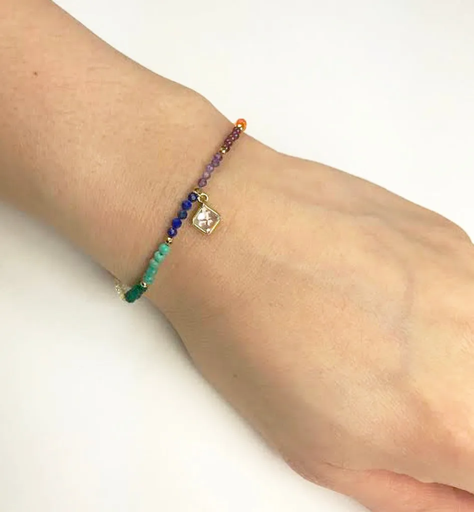 Chakra With Clear Quartz Drop Bracelet