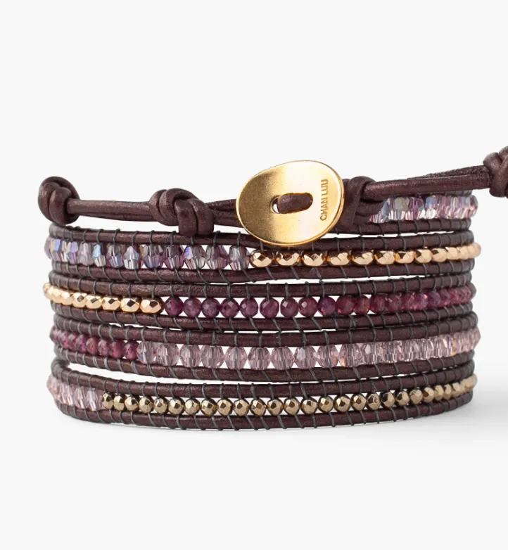 CHAN LUU GARNET MIX WRAP BRACELET