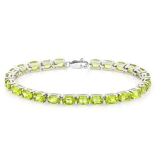CHARMING !   181/5 CARAT (23 PCS) OVAL SHAPE PERIDOT   925 STERLING SILVER BRACELET