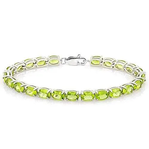 CHARMING !   181/5 CARAT (23 PCS) OVAL SHAPE PERIDOT   925 STERLING SILVER BRACELET
