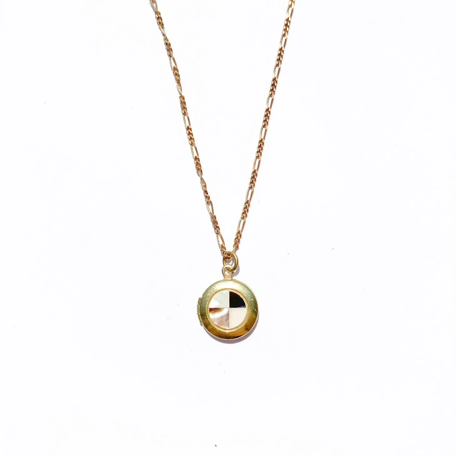 Checkered Shell Locket Necklace