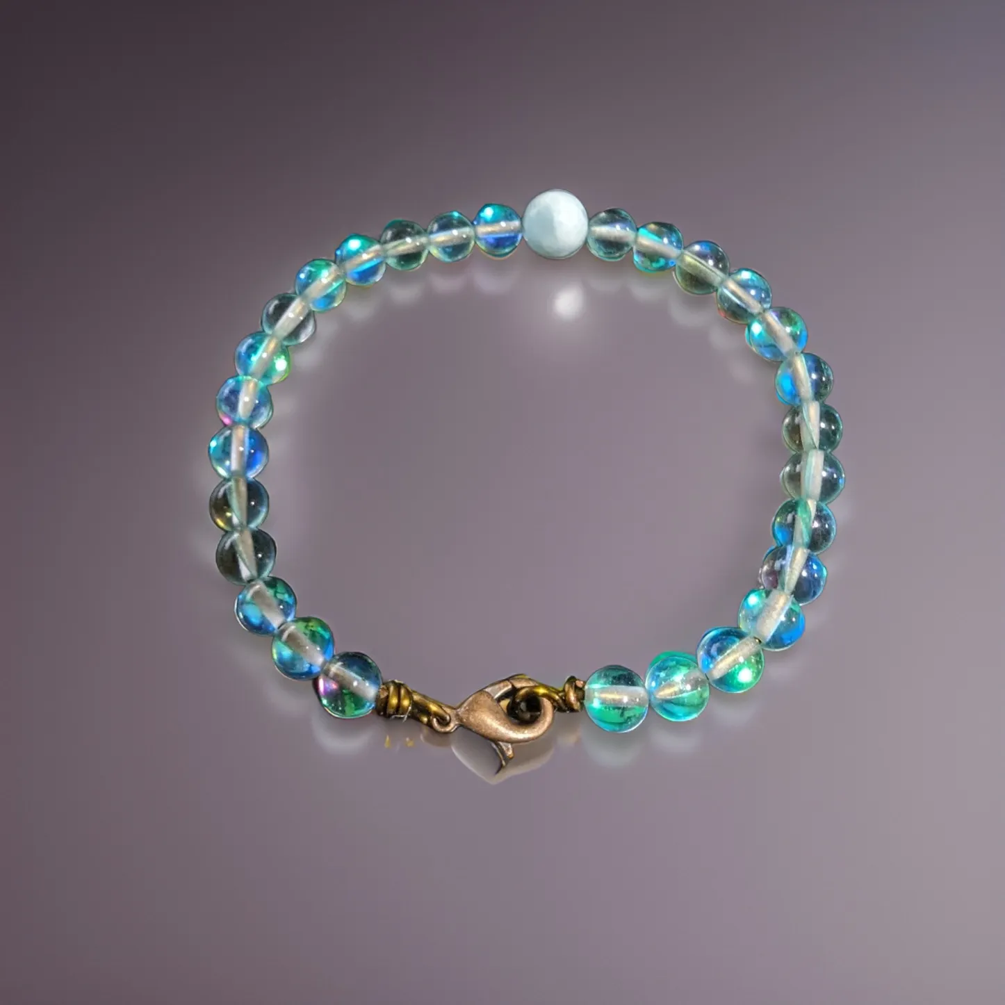 Copper, Bracelet - Aqua aura quartz & Larimar