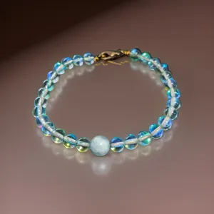 Copper, Bracelet - Aqua aura quartz & Larimar