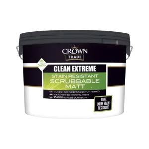 Crown Trade Clean Extreme Stain Resistant Scrubbable Matt 5ltr White