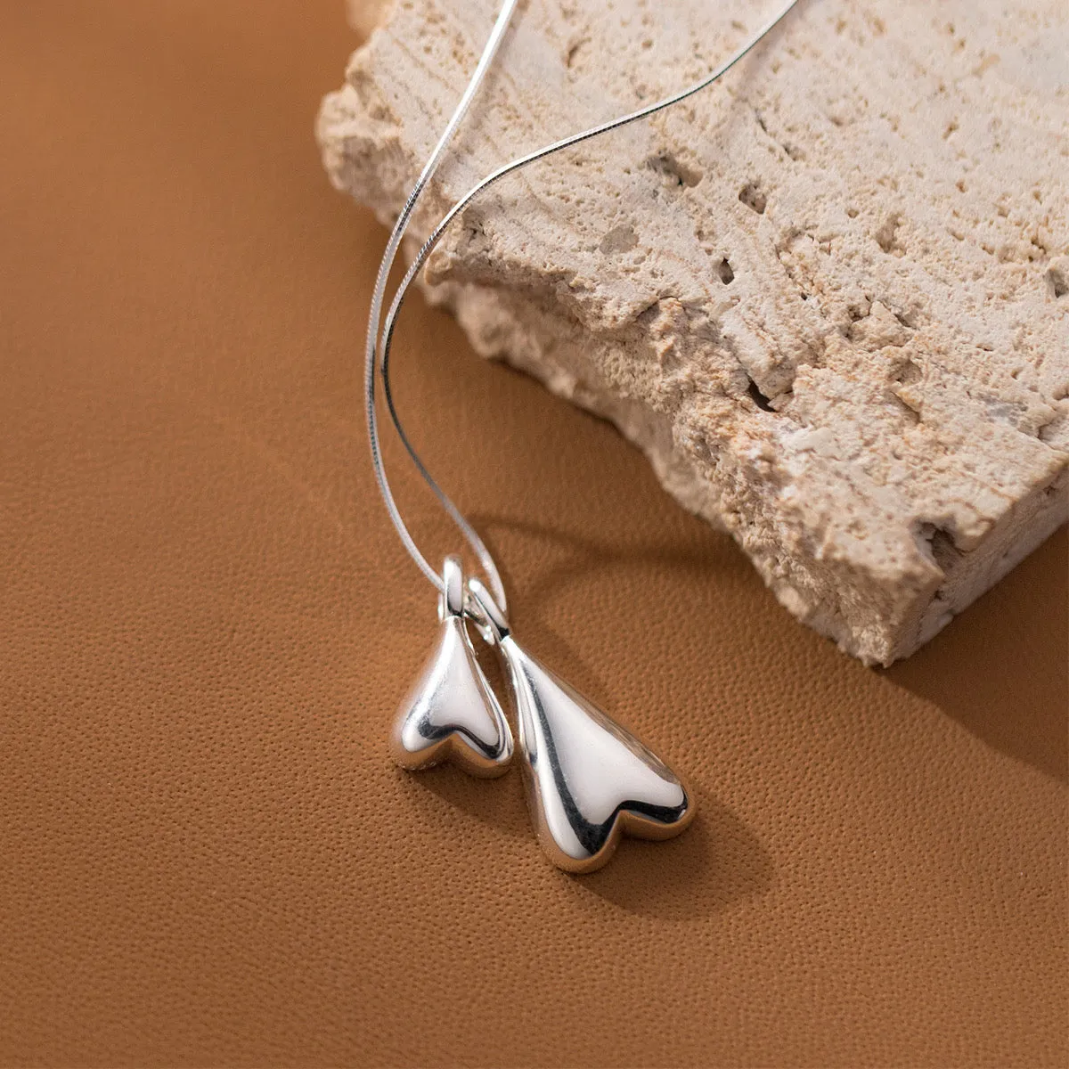 Double Heart Pendant Necklace
