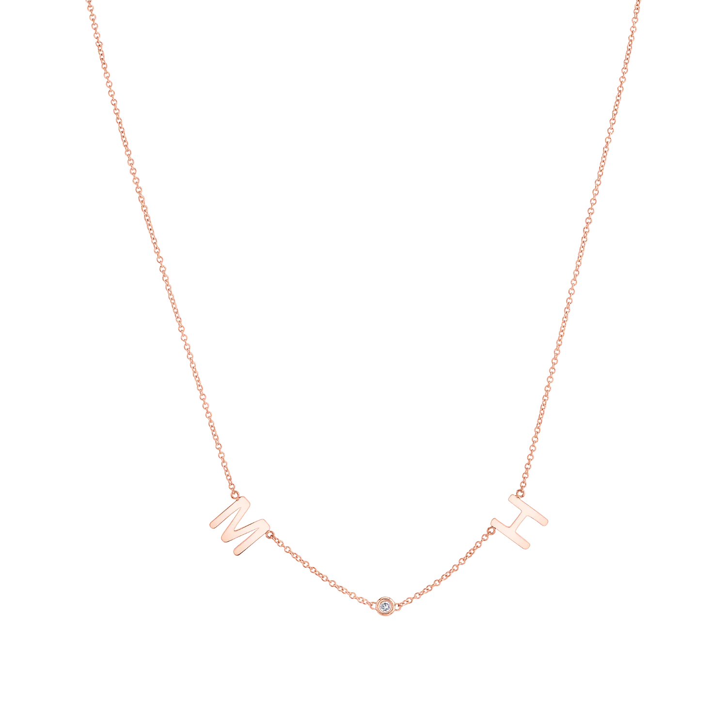 Double Letter Diamond Bezel Necklace