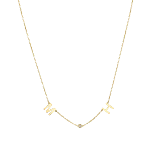 Double Letter Diamond Bezel Necklace
