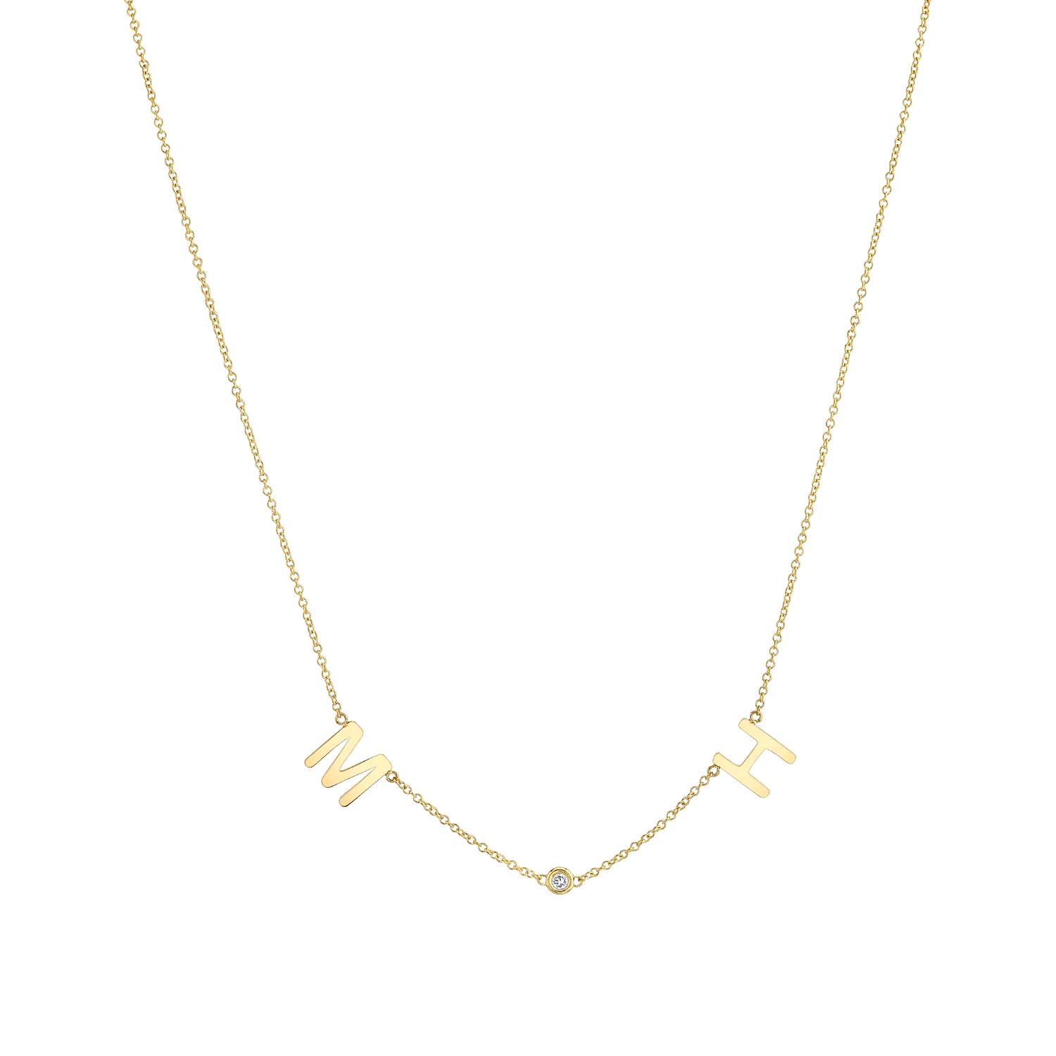 Double Letter Diamond Bezel Necklace