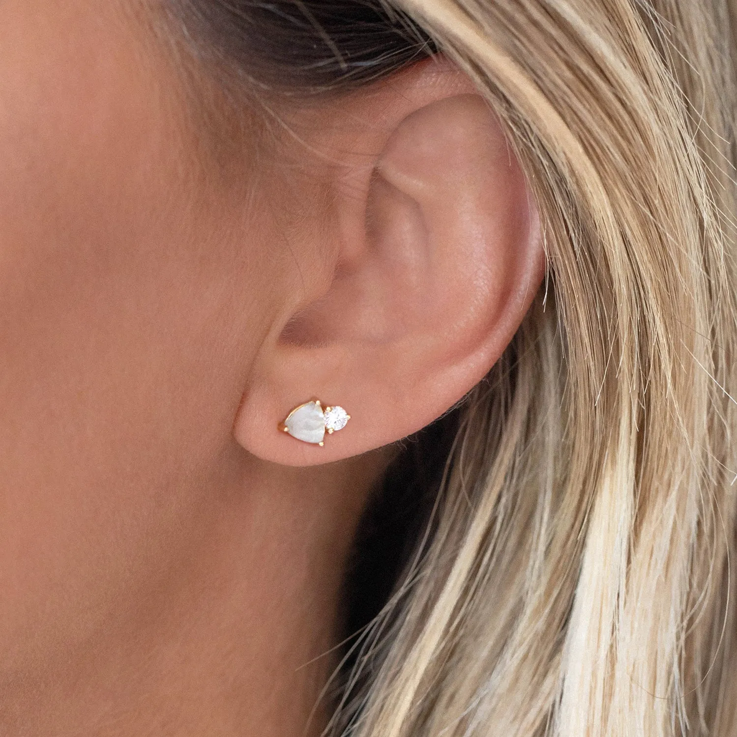 Duo Studs | Moonstone