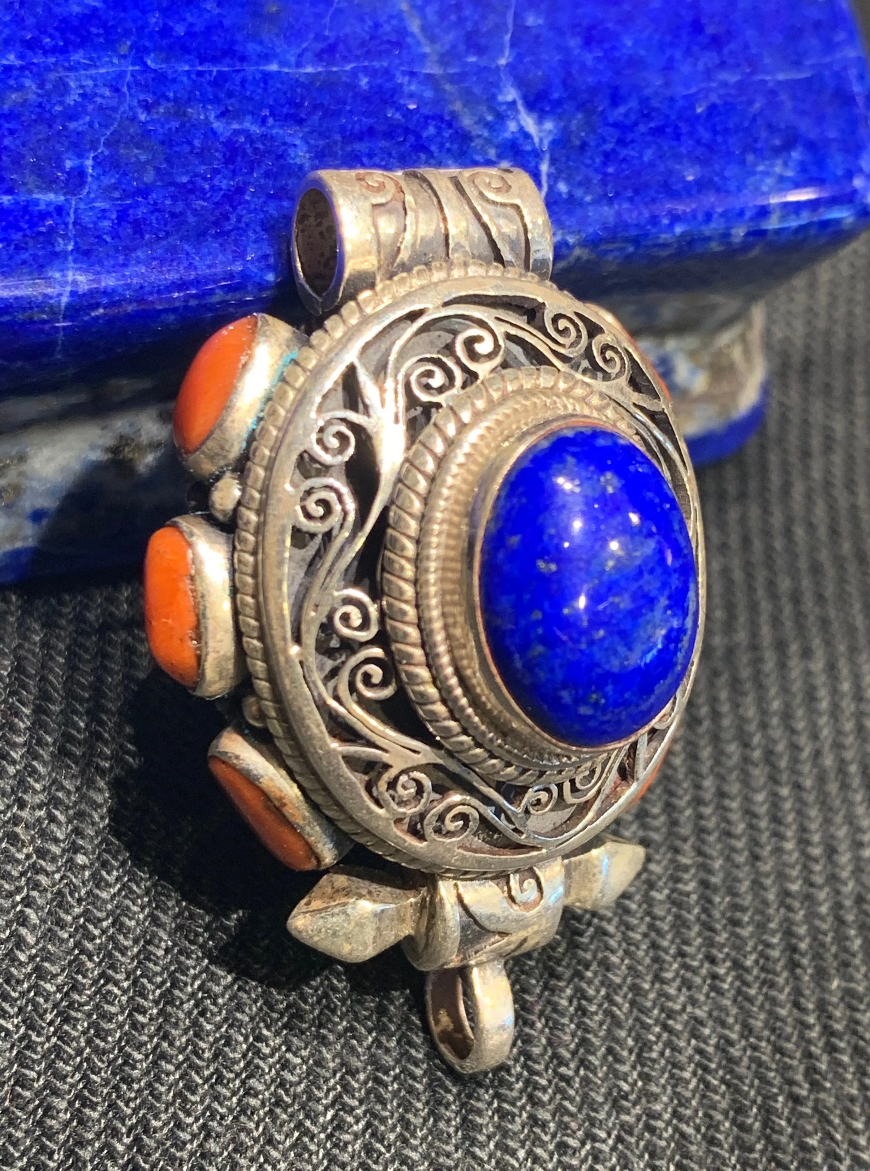 Earth and Air Lapis & Coral Mantra Box