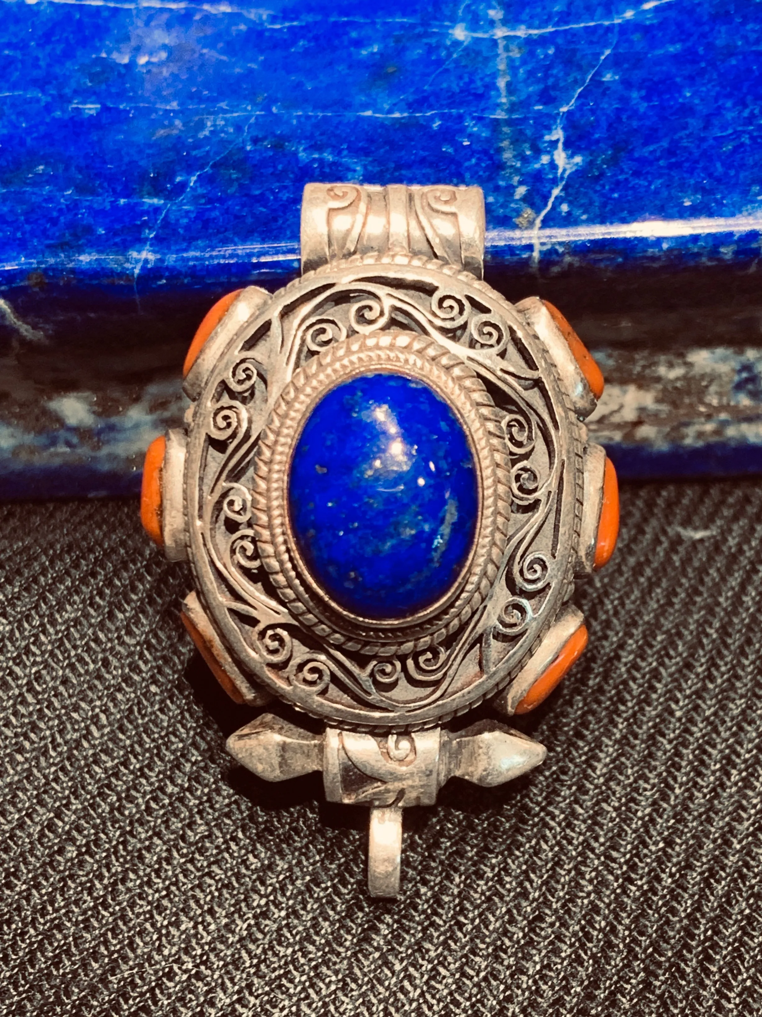 Earth and Air Lapis & Coral Mantra Box