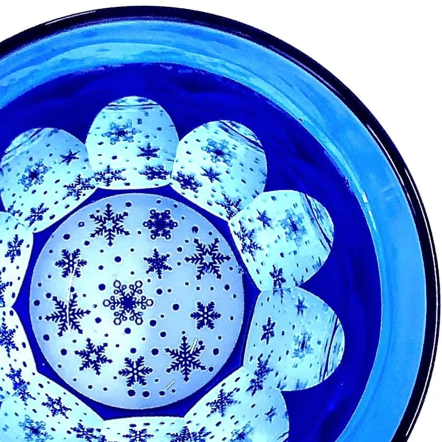Edo Kiriko Glass Tumbler - Snow (Lapis Lazuli × Light Blue)