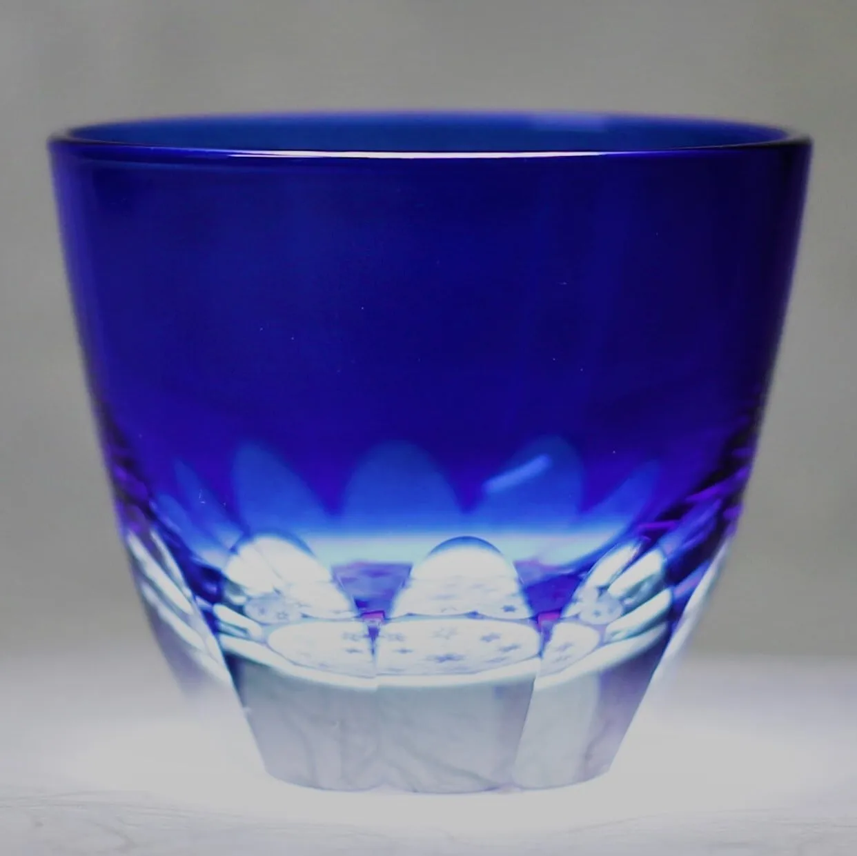 Edo Kiriko Glass Tumbler - Snow (Lapis Lazuli × Light Blue)