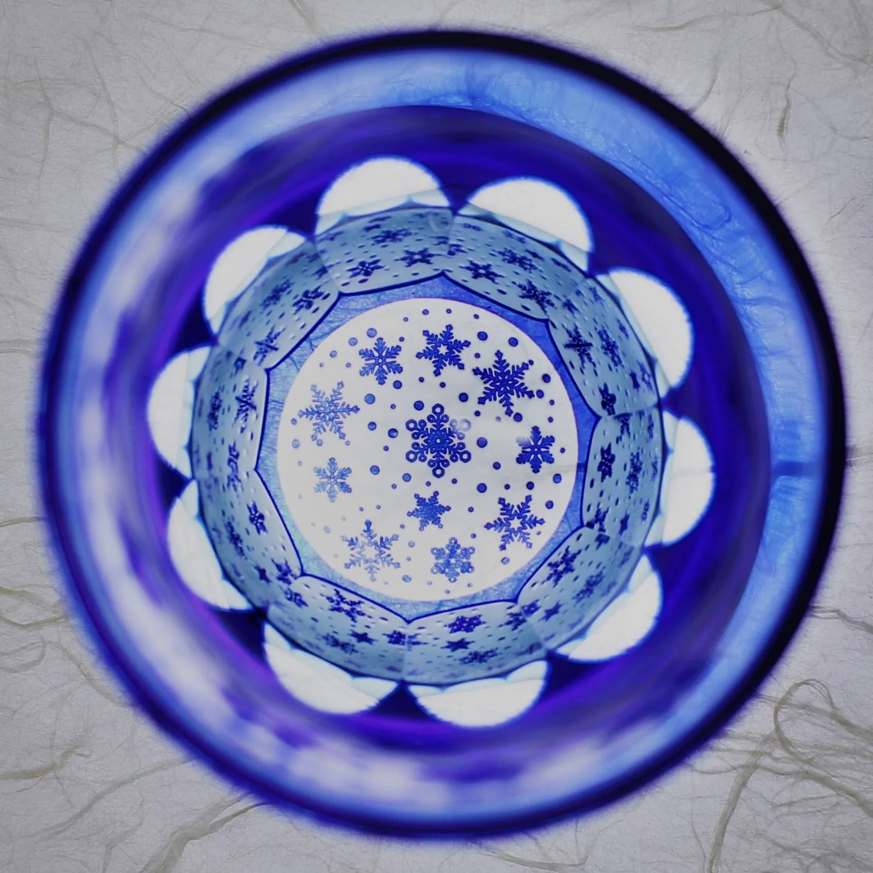 Edo Kiriko Glass Tumbler - Snow (Lapis Lazuli × Light Blue)